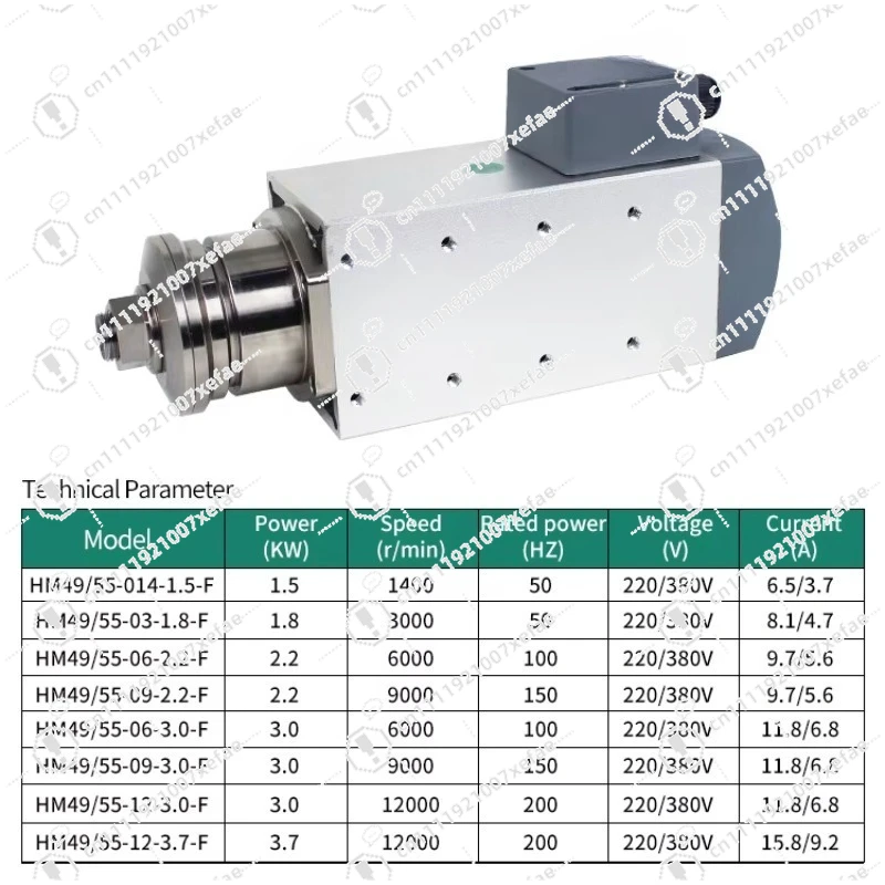 Three-phase spindle for numerical control 220v 380v high-speed metal cutting sawing air-cooled spindle motor