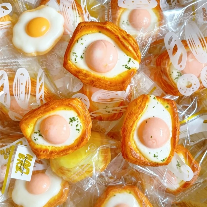 3D Simulation Scented Food Shaped Squishy Fidget Toy Fried Egg Toast Bread Slow Rising Squeeze Play Soothing ADHD Sensory Toy