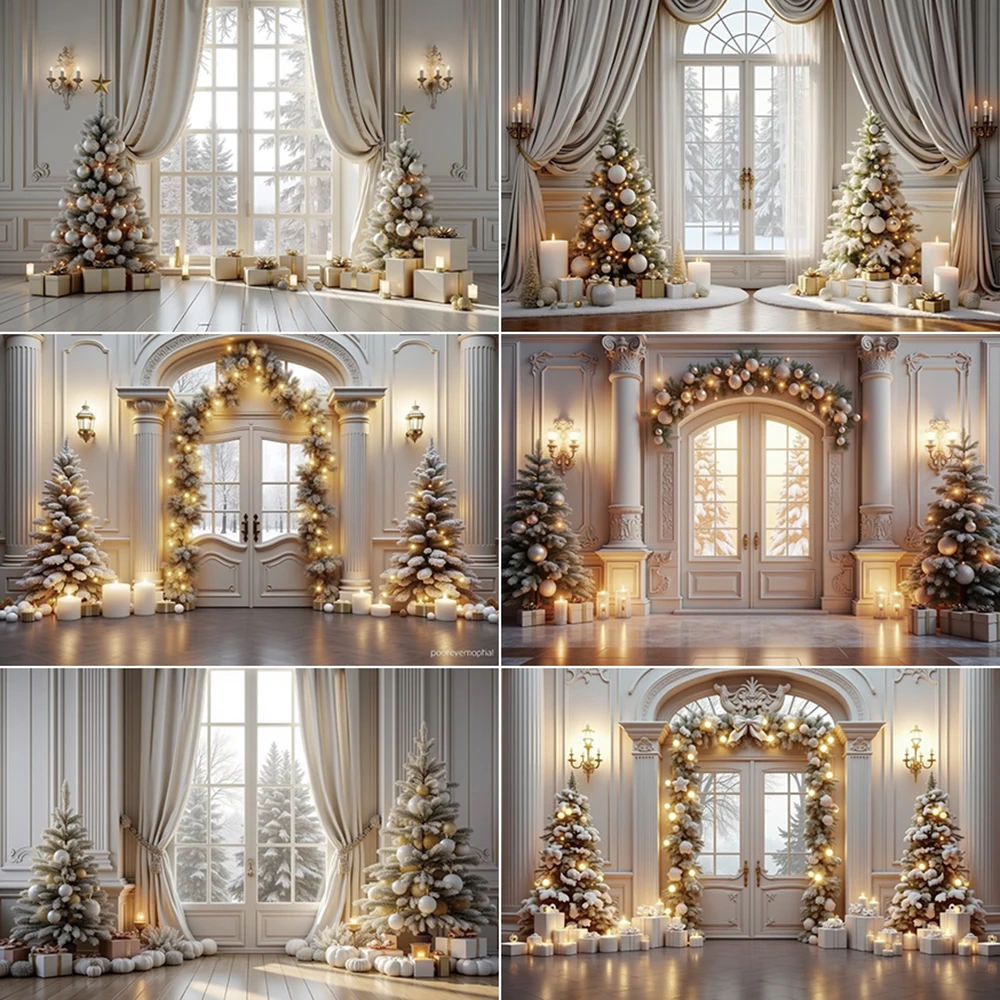 

MOON.QG 2024 Christmas Curtain Background Photography Lights Decoration White Photo Backdrop Child Studio Photocall Accessories