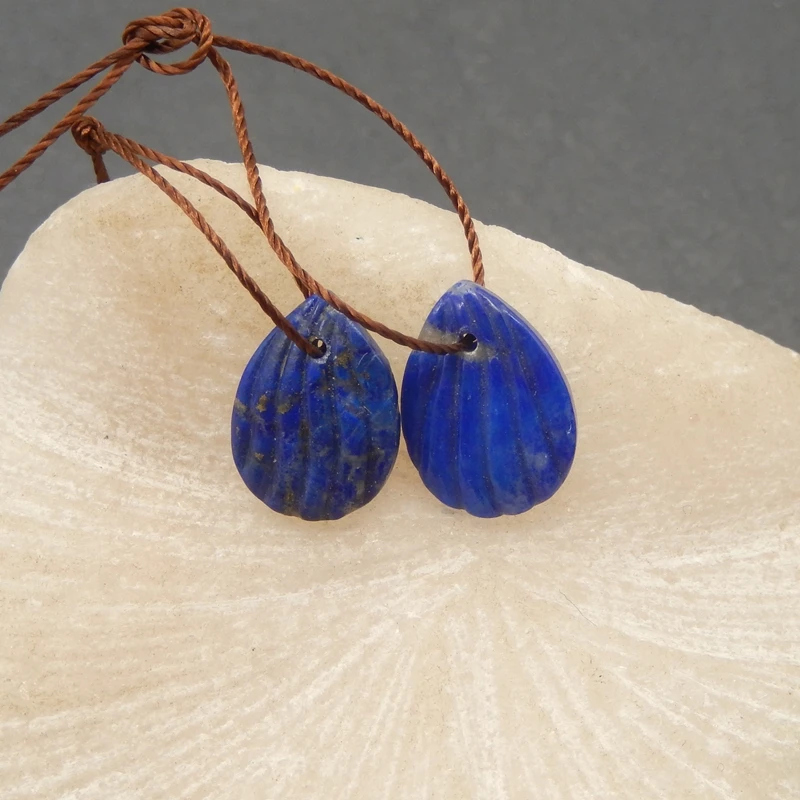 

2 шт. натуральный лазурит подвески в форме ракушки темно-синий драгоценный камень с золотыми пиритами для изготовления ювелирных изделий