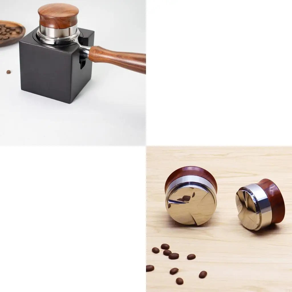   Accuracy Coffee Grounds Leveler With Angled Sharpeners 58mm Agreement Ergonomic Oaken Handle Restaurant Grade Untarnished