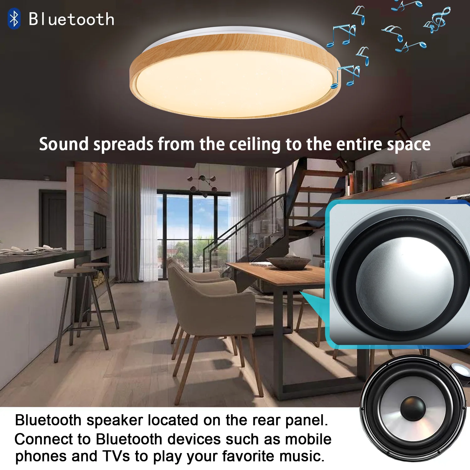 Chysong oods moderne wifi rgb smart led decken leuchte mit bluetooth lautsprecher kompatibel mit alexa google home für wohnkultur