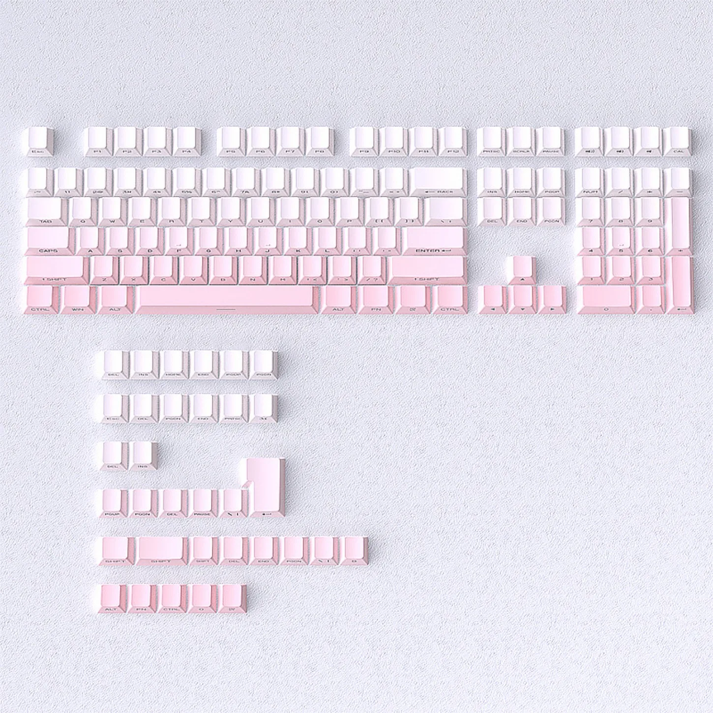 Side Printed Backlit Pink Gradient Keycaps 140+ Keys PBT Cherry Profile for Mechanical Keyboard