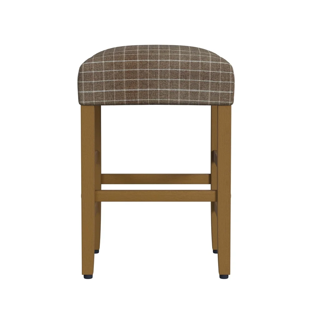 Backless Upholstered Counter Stool Indoor Square Classic Design Comfortable Cushion Kitchen Dining Room Seating Easy Assembly