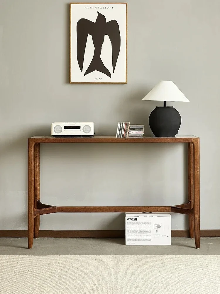 

North American black walnut entrance table Italian minimalist rock slab entrance table living room solid wood strip case2005