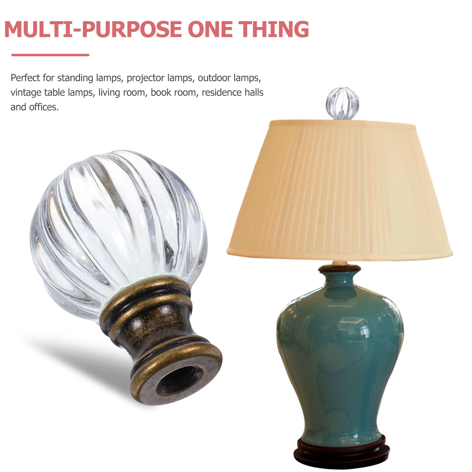 

Wave Decor Lamp Finials Light Knob for Floor Table Lamps Easy Install Lamp Screw Caps Durable Lampshade Finial