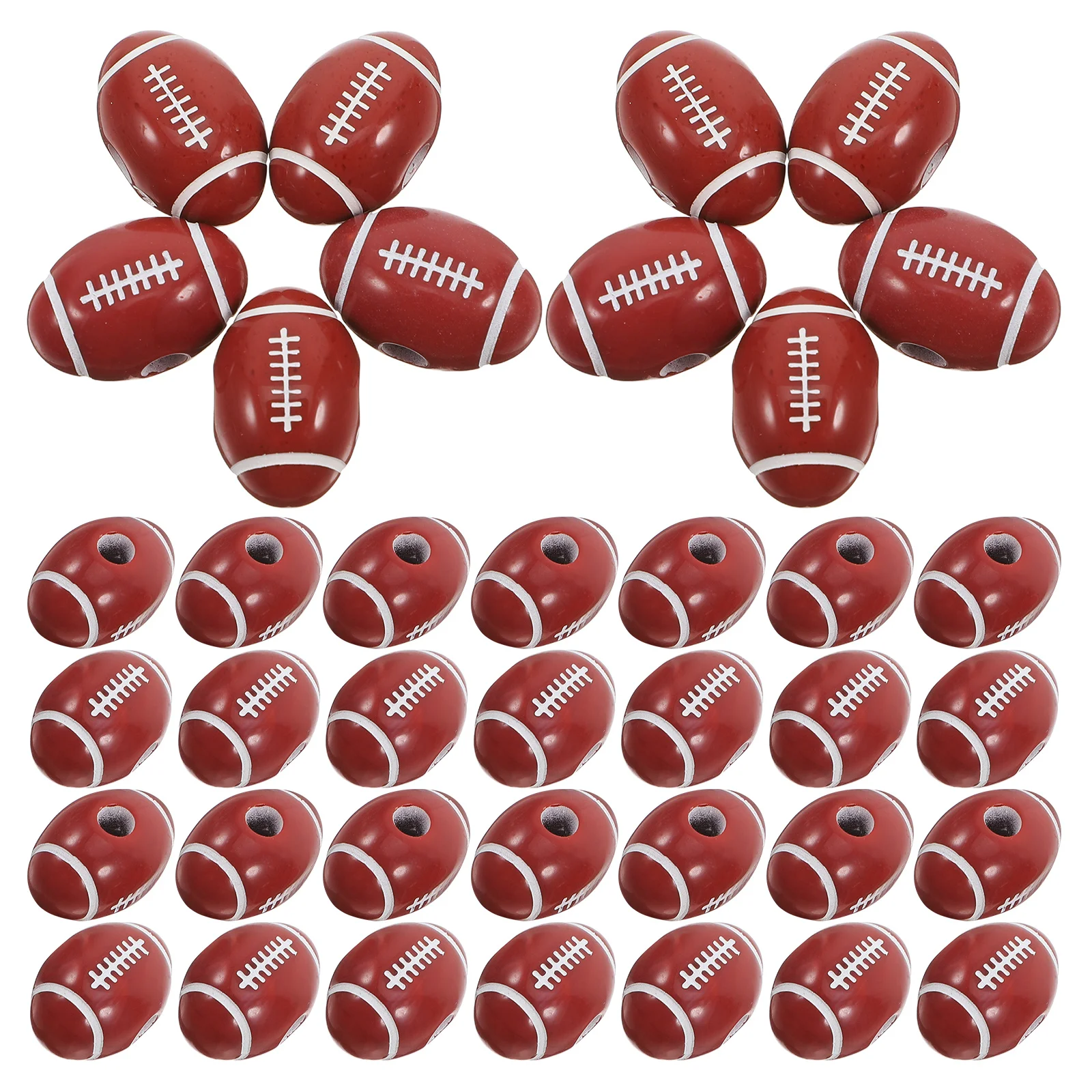 50 pçs bolas de rugby contas acrílico esporte solto espaçador para diy jóias fazendo artesanato crianças educação atividade colorido jogo amarrando