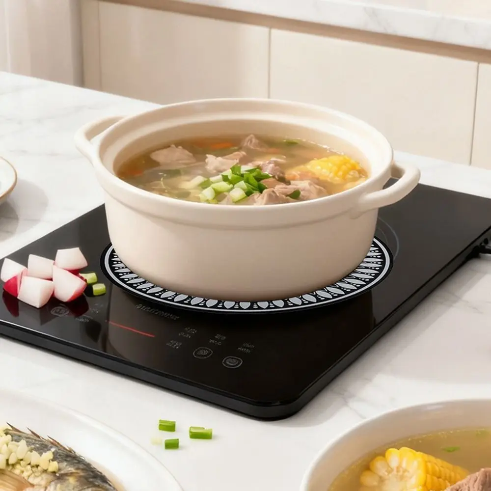 Black Induction Hob Protector Mat Silicone Anti Slip Induction Cooker Pad Pot Mat High Temperature Resistance Pot Mat Pot