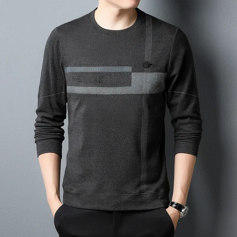 

Men's New Round Neck Fashion Sweater Spring and Autumn Top Warm Bottom