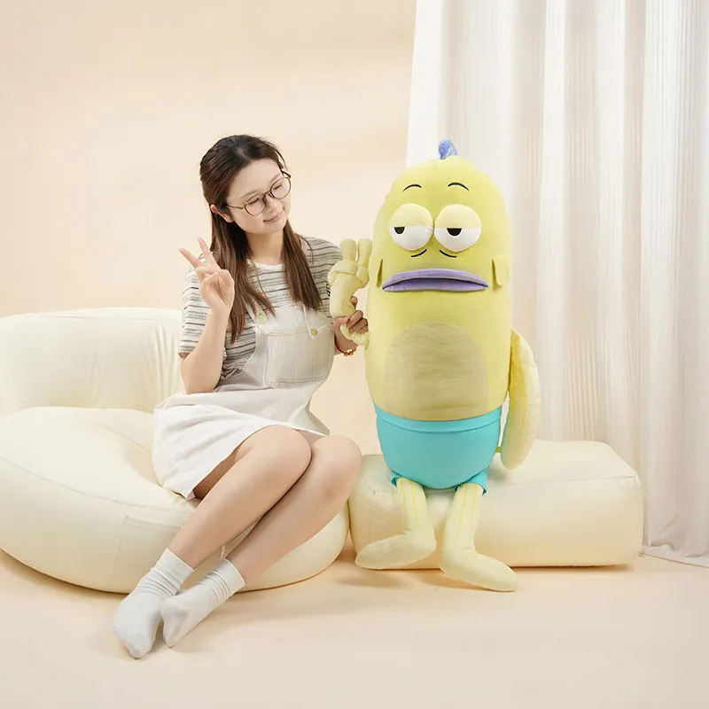 Potdemiel 100cm SpongeBob SquarePants Bikini Bottom Passerby Fish Giant Plush Stuffed Toy Hug Pillow Kids Birthday Anime Gift