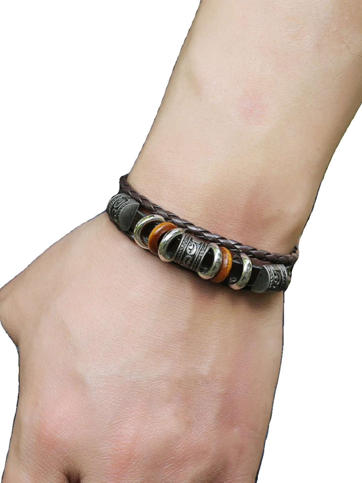 Soul Collision Retro Jewelry Simple Handmade Beaded Multi-layer Leather Bracelet European and American Fashionable Men's Hands