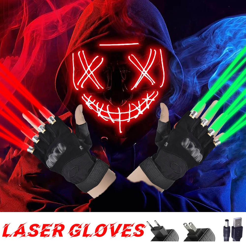 

Laser Gloves Rechargeable Powered Laser Lamp Stage Light Dancing Stage DJ Party Shows LED Luminous Gloves Green Red Laser