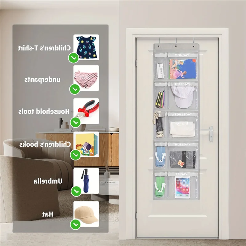 أرفف VOFUN-Closet للأطفال، منظم تعليق للملابس الأسبوعية، تخزين ملابس يوم الأسبوع من الاثنين إلى الجمعة #4