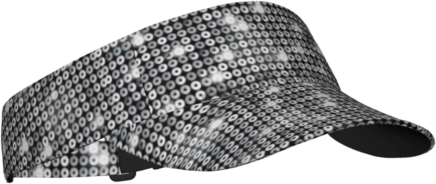 Silver Sequin Sparkle Pattern Printed Sports Sun Visor Hats,Twill Adjustable Sun Caps for Men Women,Lightweight,Tennis,Golf