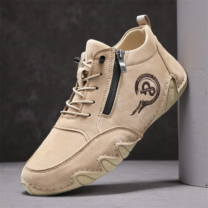 

Artificial Leather Men High top Casual Shoes Fashion Men Sneakers Breathable Loafers Shoes Luxury Moccasins Males Boat Shoes