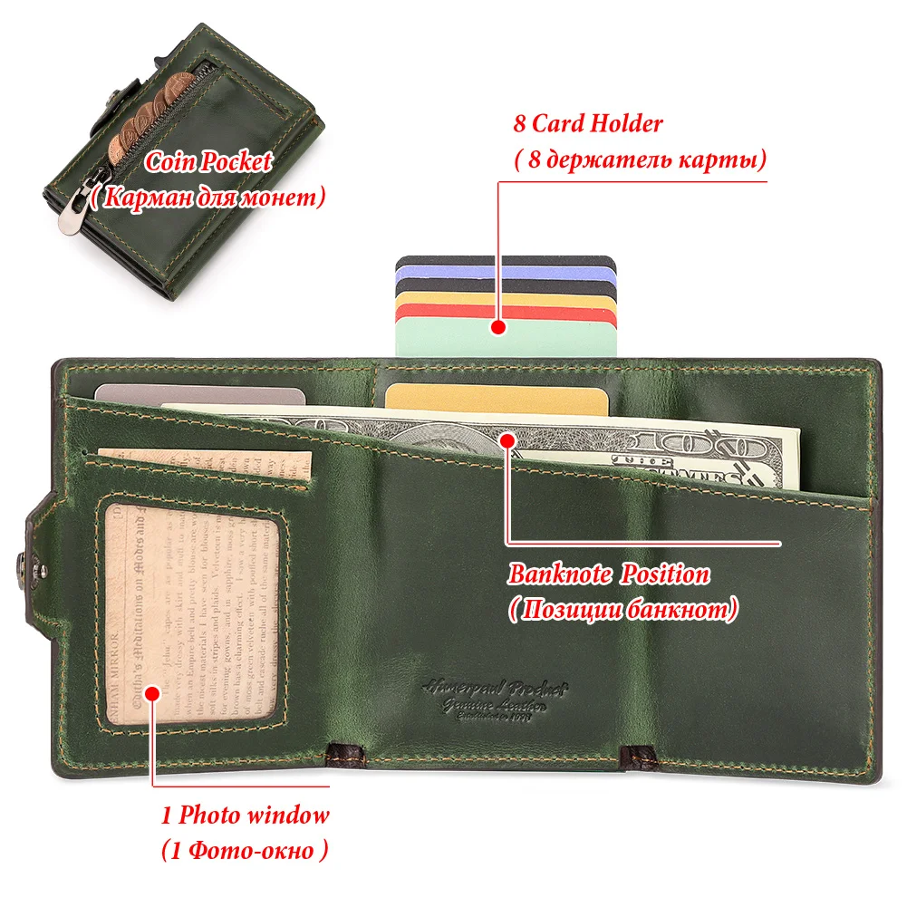 2023 New RFID Blocking Card Holder Cowhide Leather Men Wallet Aluminum Antimagnetic Card Purse for Women with Anti-lost AirTag