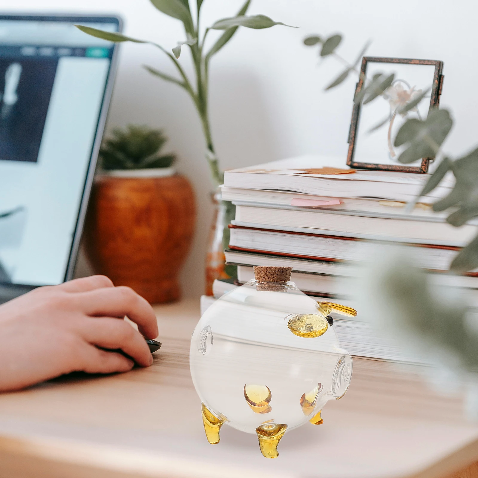 

Mini Pig Shaped Glass Jar Clear Storage Bottle Tiny Mini Bottle Cork Container Wishing Jar Organizer Pig Shaped Container