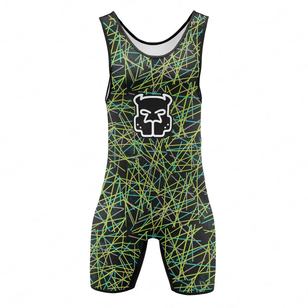 New Men's Wrestling Singlet Suit One Piece Bodysuit Sleeveless Boxing Elastic Sports Triathlon Coverall GYM Weightlifting Wear