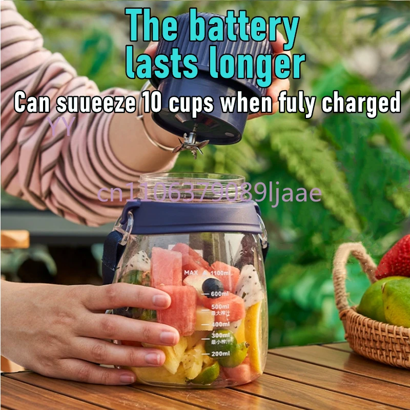Portable Mini Electric Juicer 1100ML Multifunctional USB Handheld Fruit Smoothie Shakes Blender Cup for Travel