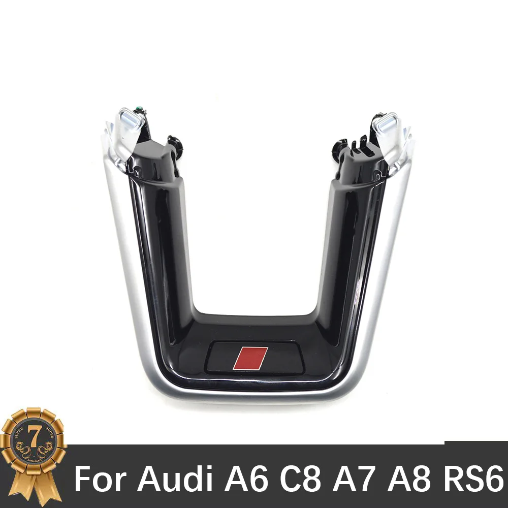 For Audi A6 C8 A7 A8 RS6 RS7 Flat Bottom RS Logo S Logo Steering wheel Cover Plate Accessories