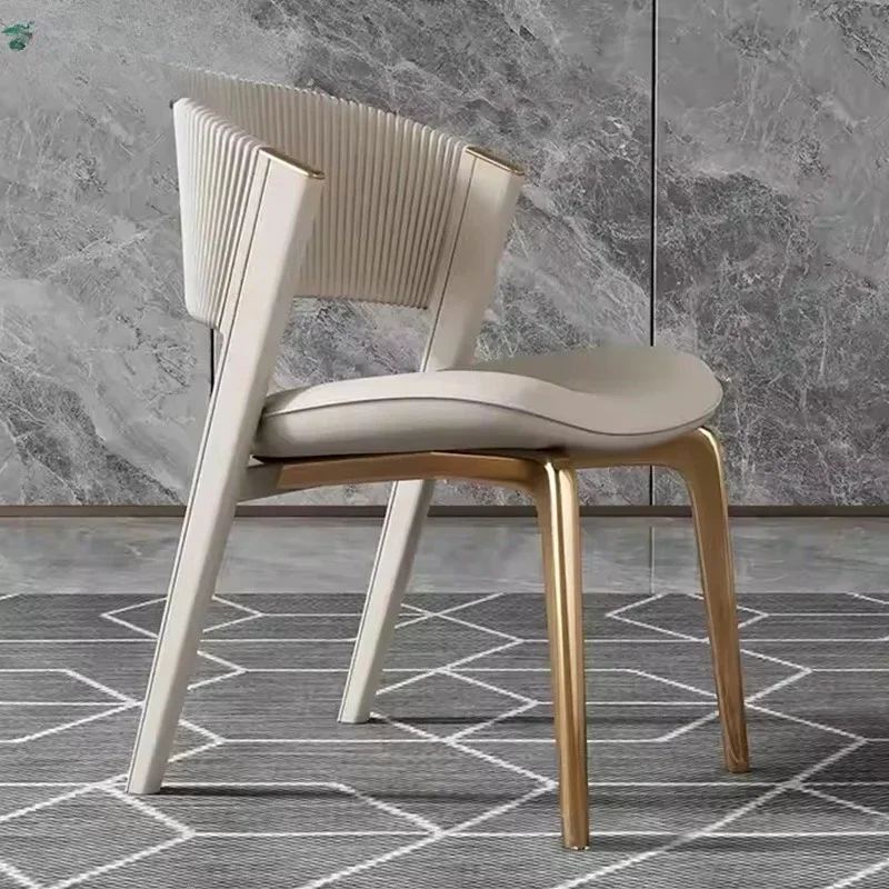 High-end luxury restaurant restaurant chair gold rose stainless steel multi-color leather cushion design characteristic