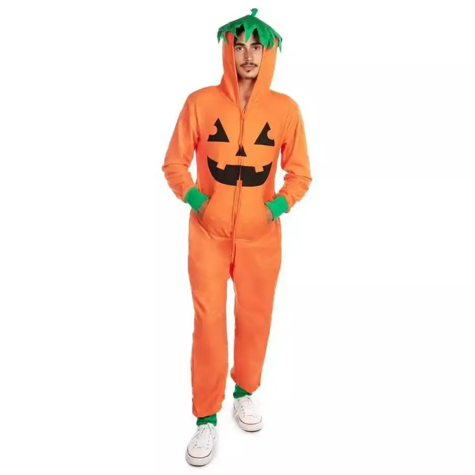 New loween Adult Orange Pumpkin Onesie Costume Set Par Role Play Couple Outfit Design Cusizable Chinese Sle Women's...