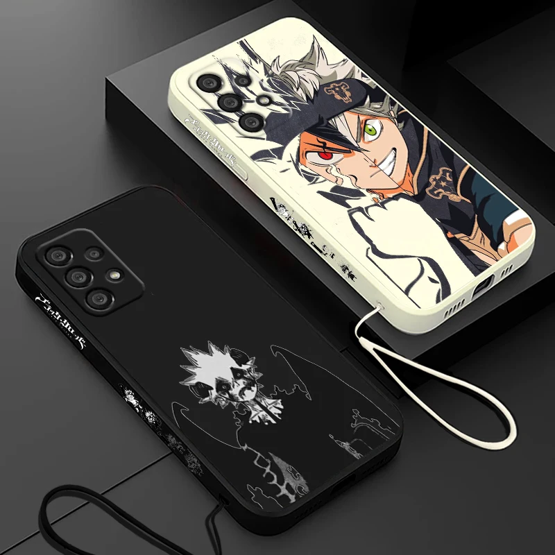 Anime Black Clover Phone Case For Samsung A55 A53 A33 A52 A32 A71 A51 A21S A35 A25 5G Liquid Left Rope Funda