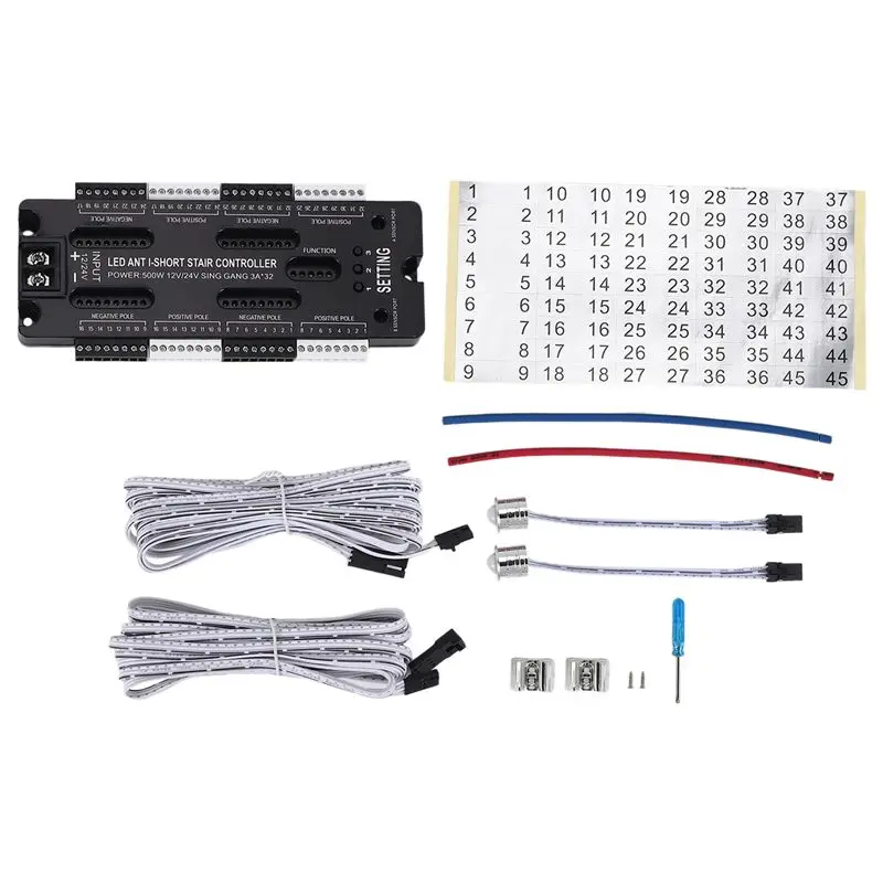 

Retail For Stairs Flexible Strip Indoor LED Motion Sensor 32 Channels Adjustable Brightness DC 12V 24V Stair Light Controller