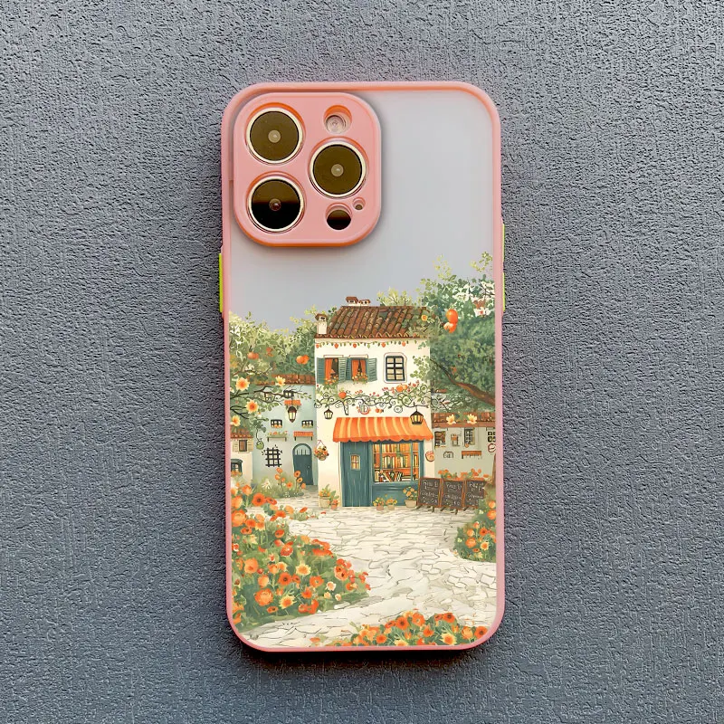 Ölgemälde Garten Villa Landhausmärchen Kunst Handyhülle für iPhone 17 16 15 14 13 12 11 Pro Max XR XS X 15 16 Rückseite – Detail 4
