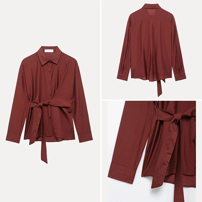 Printemps nouveau Sle femmes Faion trajet Long Sve ample irt Simple Match conception fibre de Polyester 00% décontracté irt