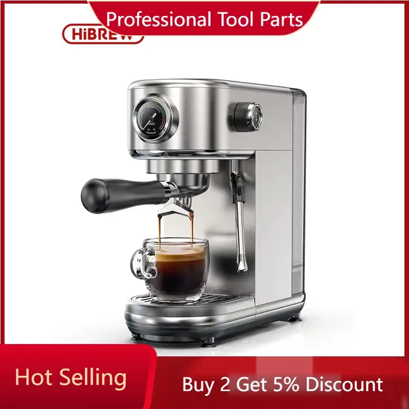 HiBREW 20Bar Semi Automatic Espresso Coffee Machine Temperature Adjustable Cold/Hot Super Slim Coffee Maker Cappuccino H10B