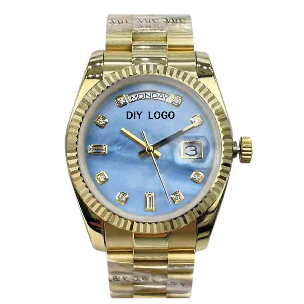 Customized Logo 36mm Fashion Women's Diamond Watch, Automatic Date Mechanical Chronograph, Women's Gift