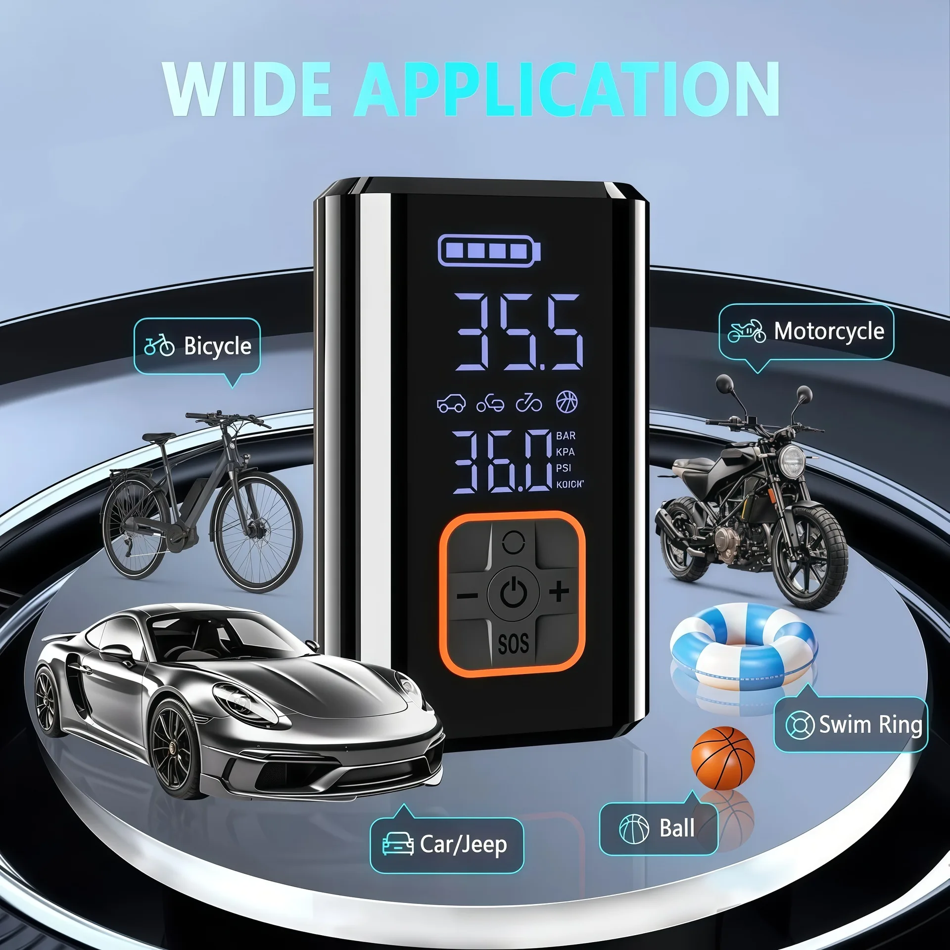 Portable Electric Wireless Car Air Pump Smart Tire Inflator Universal Multifunctional Inflator for Sedan SUV Off-road Bike view 5
