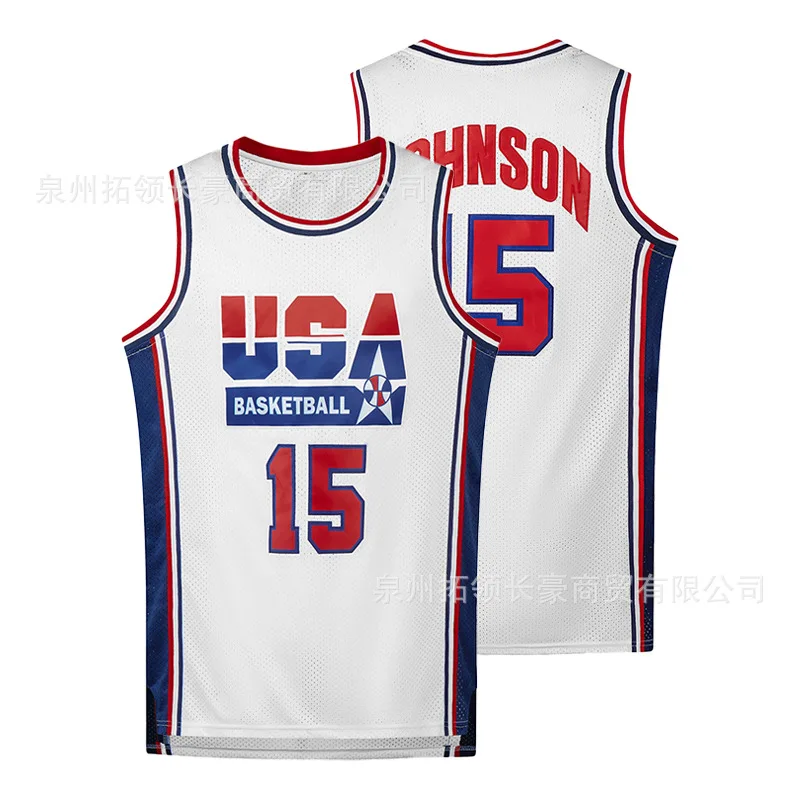 نسخة ريترو للرجال STOKTON # 7 # 9 # 12 # 15 كرة السلة جيرسي الولايات المتحدة الأمريكية التطريز سترة رياضية واسعة تناسب الملابس العلامة التجارية الصينية #3