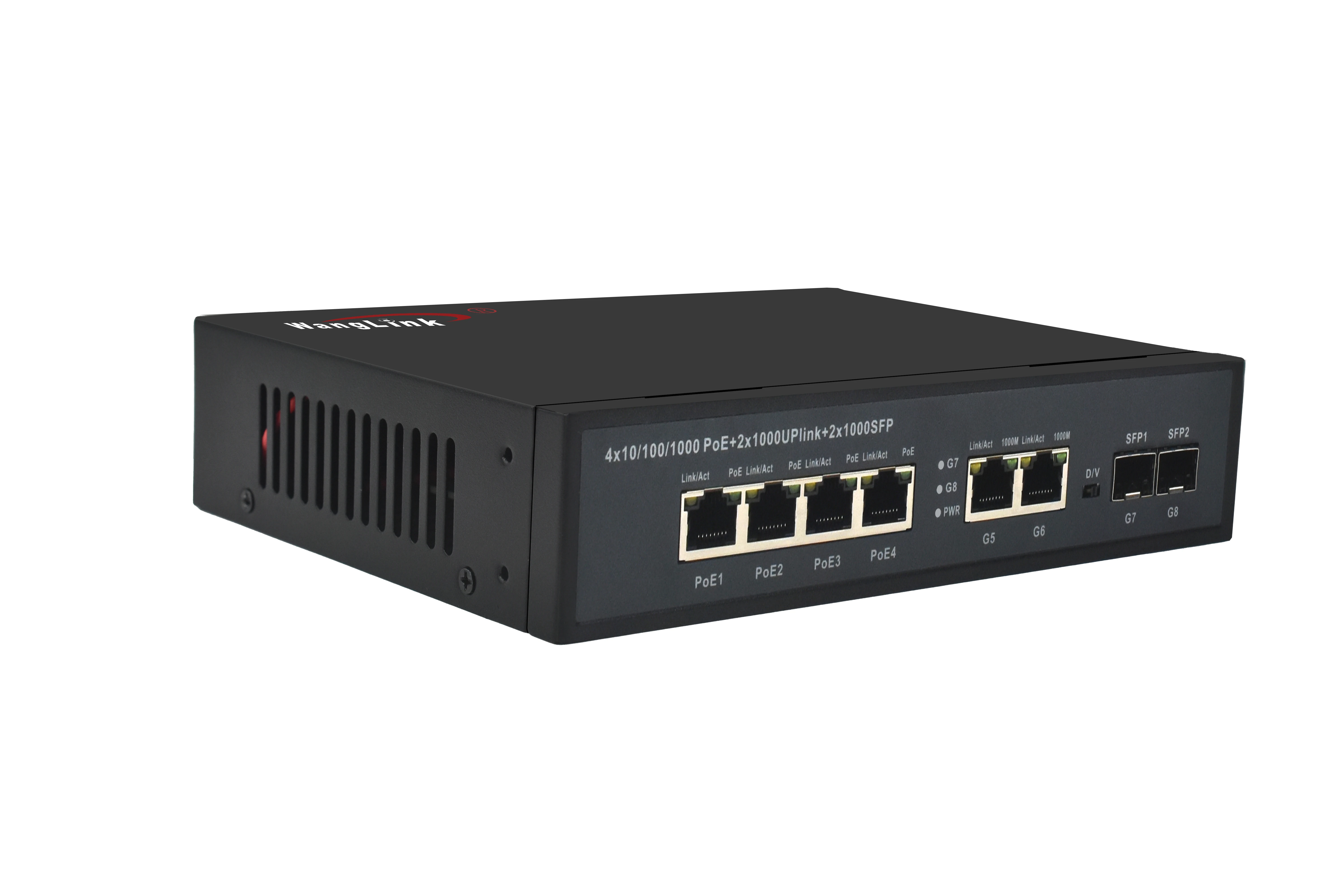 Imagem -03 - Wanglink-portas Gigabit Poe 2ge Rj45 Uplink Portas de Fibra de Slot ge Sfp Poe Switch com ai Mais 6kv 10 Mbps 100 Mbps 1000mbps