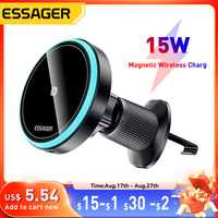 Essager 15W Magnetic Wireless Car Phone Holder Adjustable 360 degrees Car Charger For iPhone15 14 13 12Pro Huawei Samsung Phone