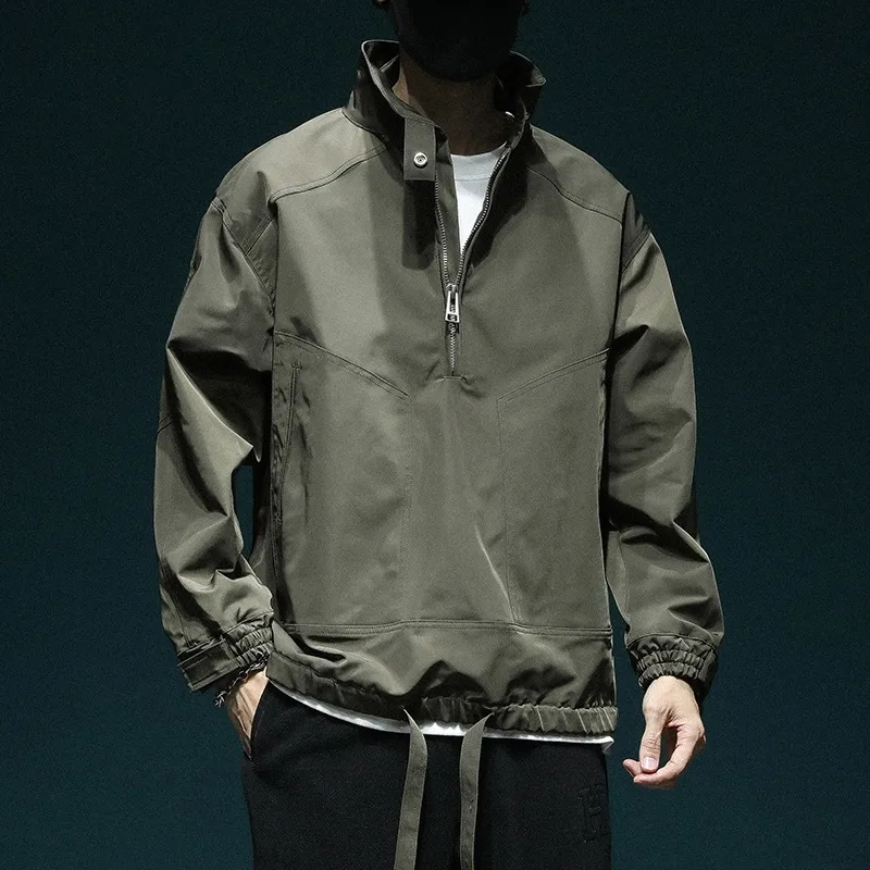 

Half-zip Jacket Man Loose Casual Spring Autumn New Fashionable Comfortable All-matching Stand-up Collar Pullover