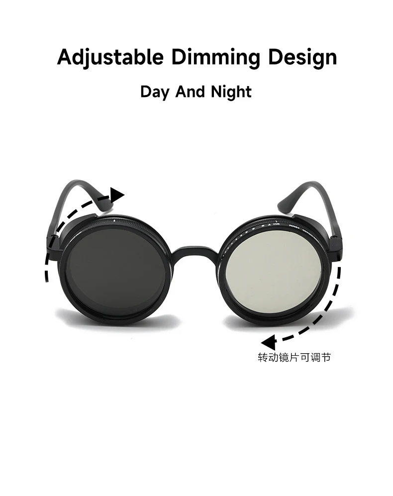 ND Dimmen Gläser Männer Polarisierte Sonnenbrille Frauen Fahren Angeln Brille Steampunk Outdoor Shades Retro Runde UV400 Sonnenbrille – Detail 4