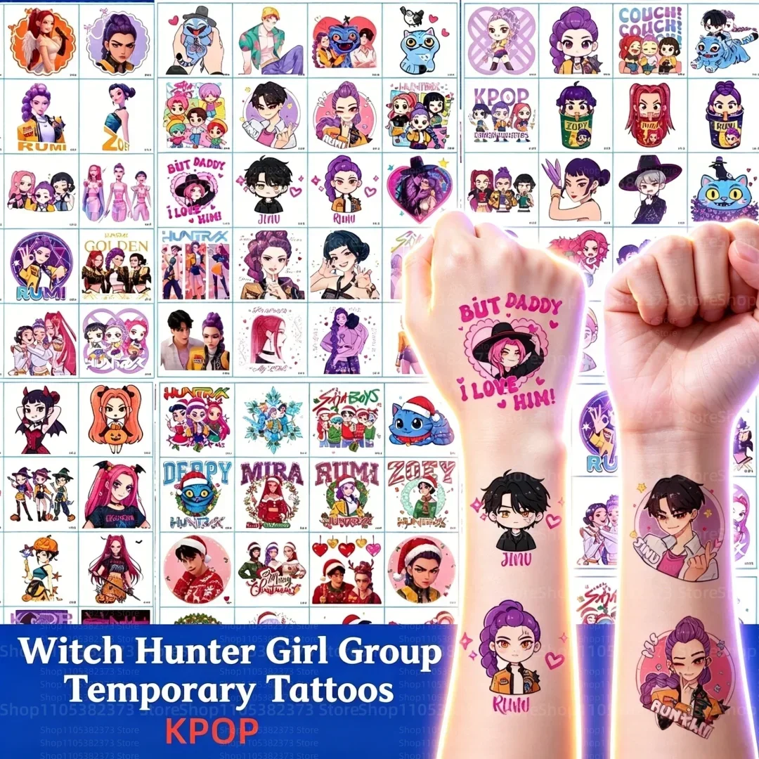 New 20/25/40pcs/set Cartoon Kpob Damon Hunters Rumi Kang Temporary Tattoo Sticker Rumi Tattoo Sticker Demonizing For Party Gifts