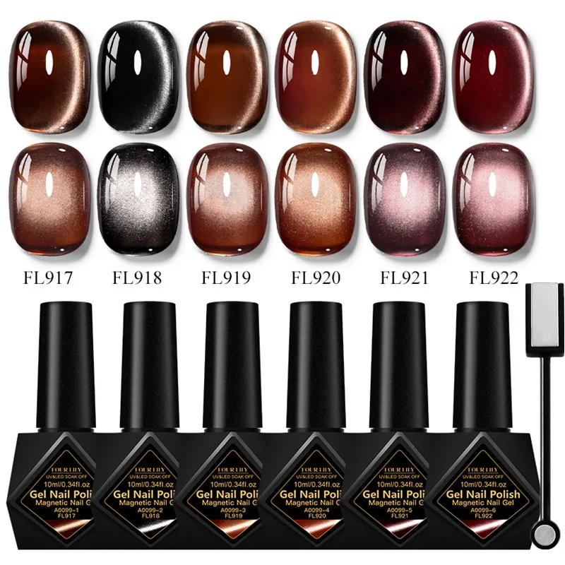 

7pcs 10ml Luxury Coffee Cat Magnetic Gel Nail Polish Set Glass Beads Semi Permanent Soak Off UV LED Gel Varnish Nail Supplies