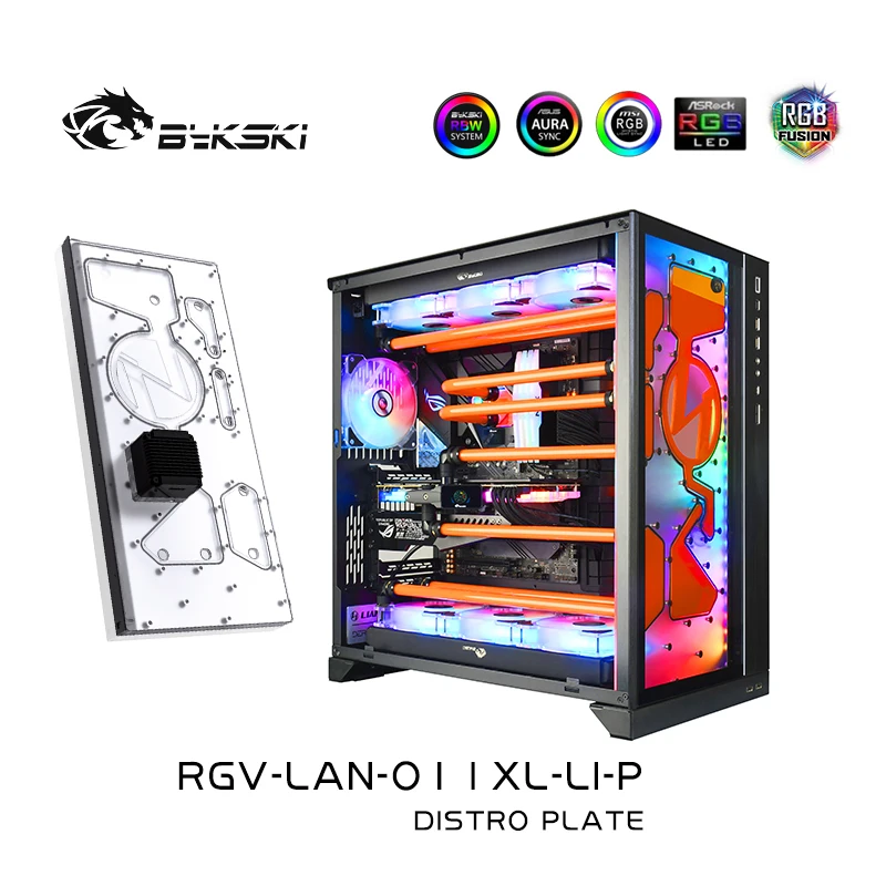 Bykski RGV-LAN-O11XL-LI-P,Waterway board Front Distro Plate For LIANLI O11 Dynamic XL Case,PC Water cooling kits Solution