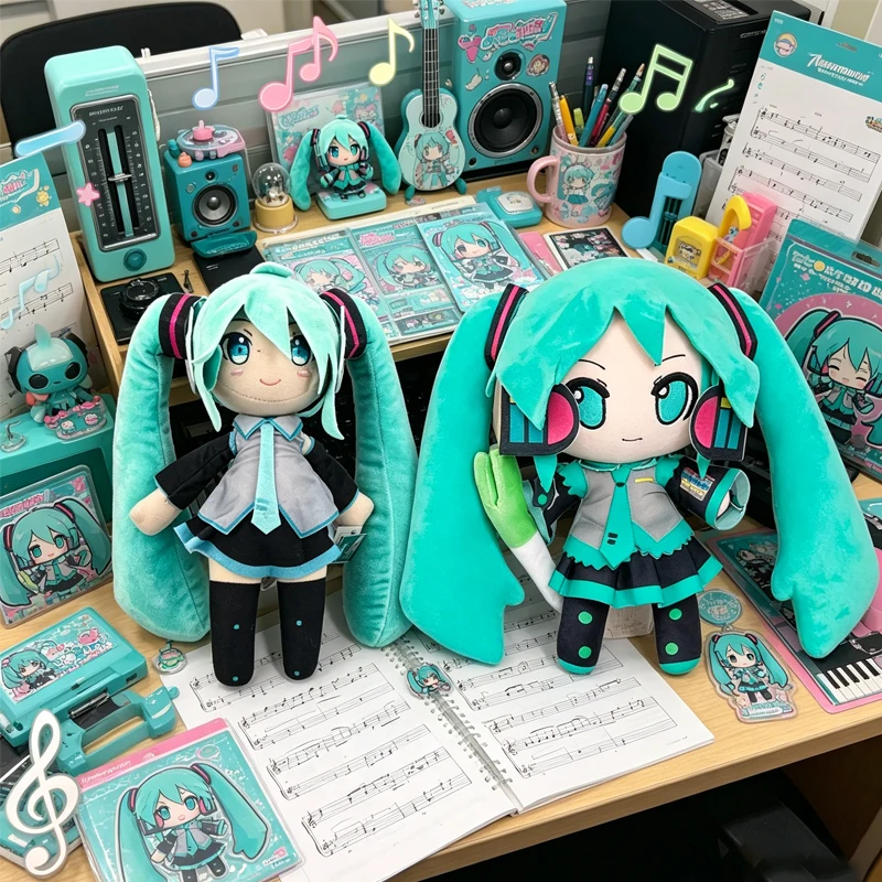 25cm Anime Hatsune Miku Plush Toy Holding Bunch Of Green Onions Cute Action Model Fans Plush Toy Collection Sleeping Doll Gift