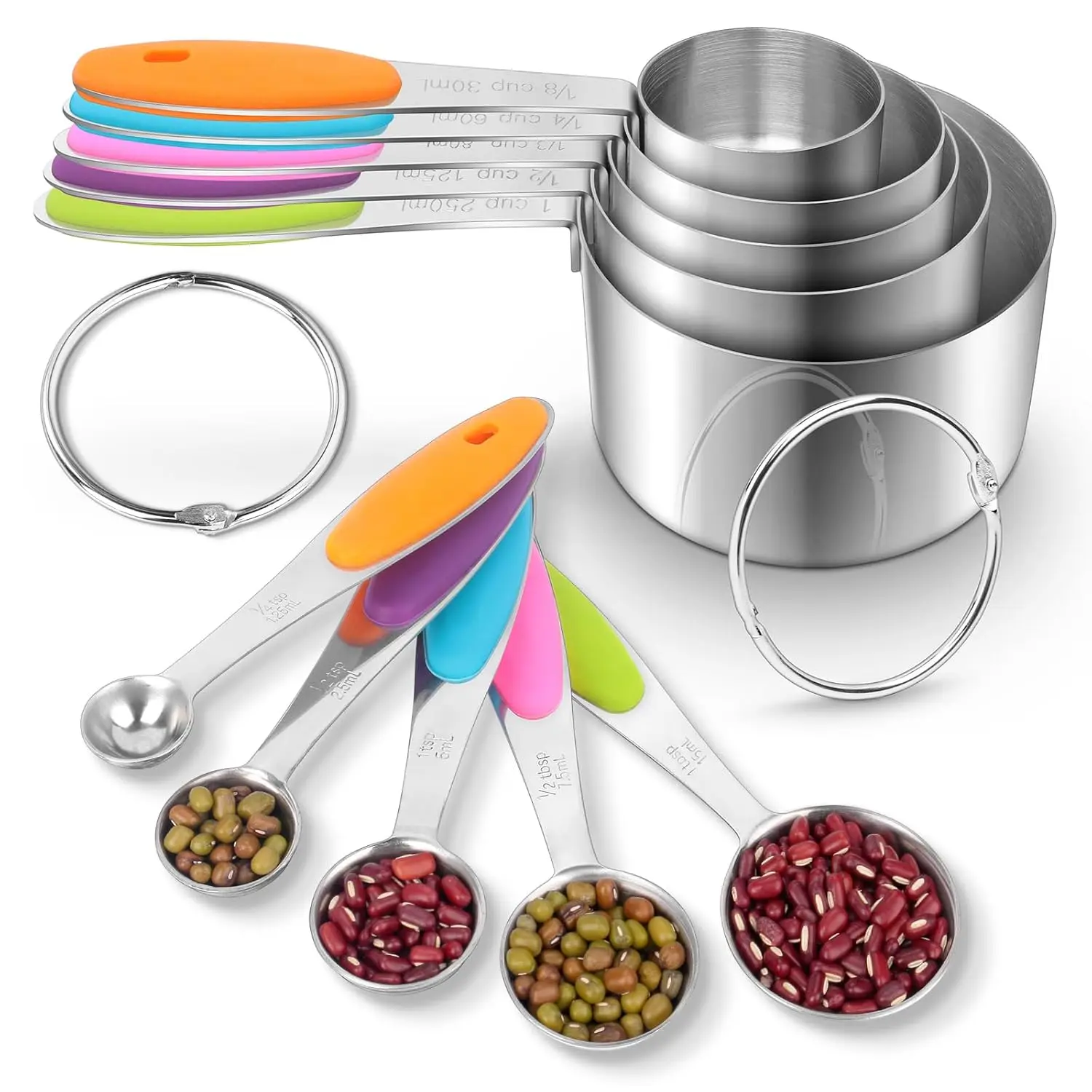

Measuring Cups And Spoons Set Stainless Steel-Measuring Spoons Liquid Stackable Metric Measuring Scoop For Baking Or Cooking,Kit