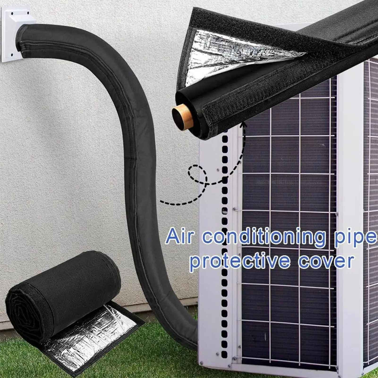 AC Pipe Insulation Cover Zippered HVAC Tube Insulation Sleeve AC Hose Wrap Cover for Radiator Plumbing Shower Outdoor Home