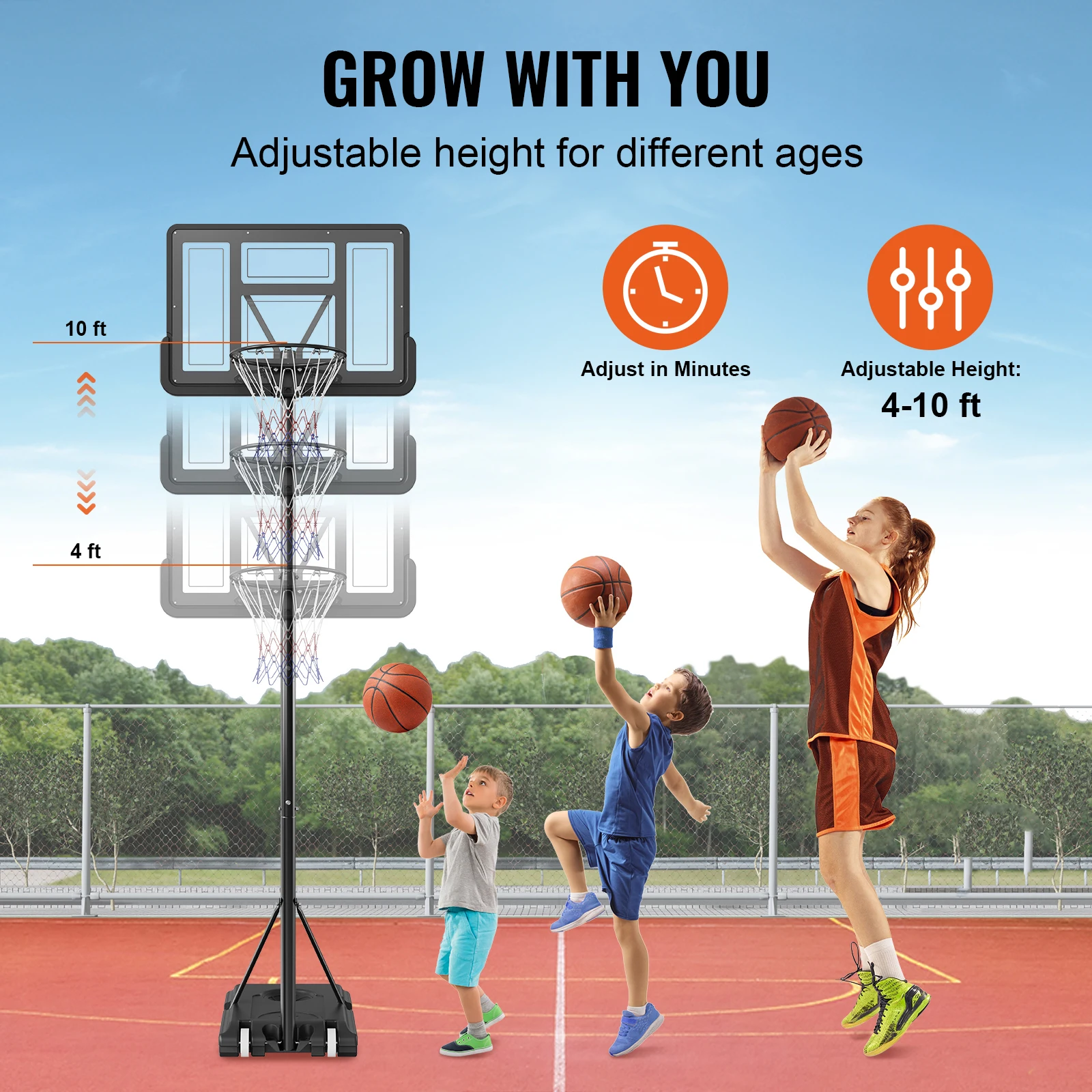 Basketball Hoop, 4-10 ft Adjus - Basketball Hoop Kids Indoor 评论和价格
