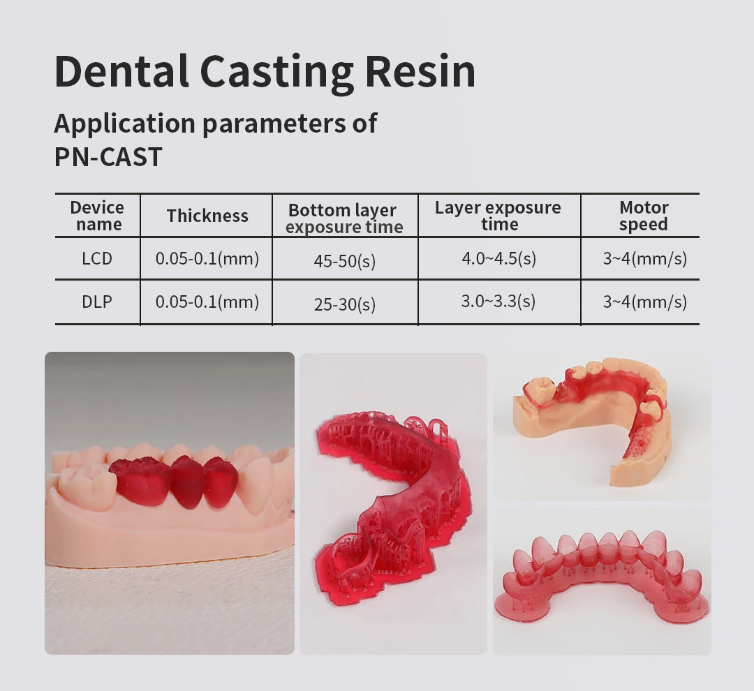 High Precision Low Shrinkages Biocompatibles Lab Castings Resins 1000g Cherry Red for Lab 3D Printer