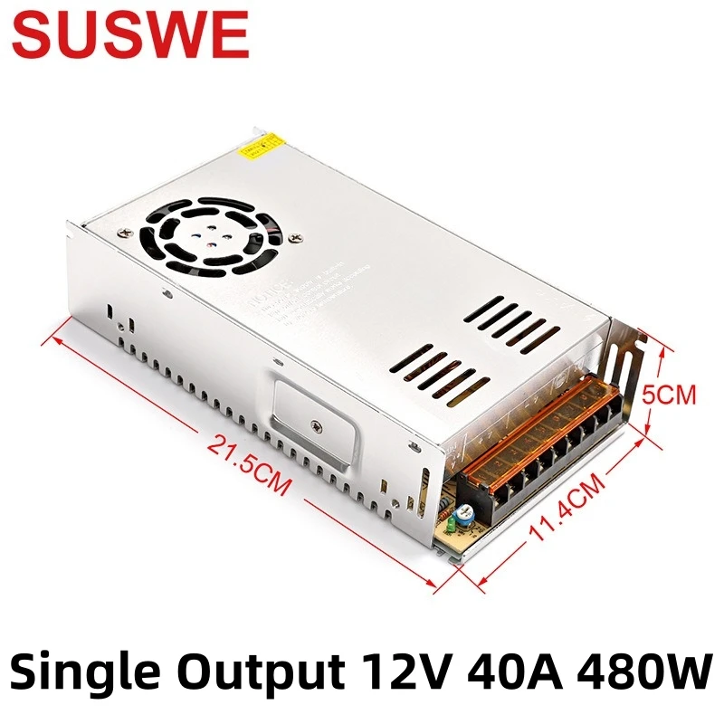 

AC 100-240V Single Output Switching Power Supply DC 12V 480W 40A Adapter for LED Light Strip 3D Printer