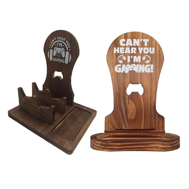 

Premium Wooden Headset Stand Gaming Desk Organizers Universal Compatibility Natural Materials Stable Base Y4QC