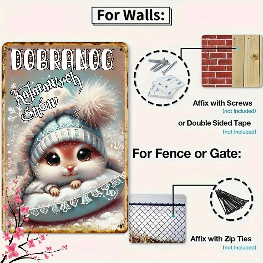  Vintage-Style Cute Puppy in Winter Snow Scene Metal Wall Art - HD Tin Sign for Living Room, Bedroom, Bar & Outdoor Decor Easy