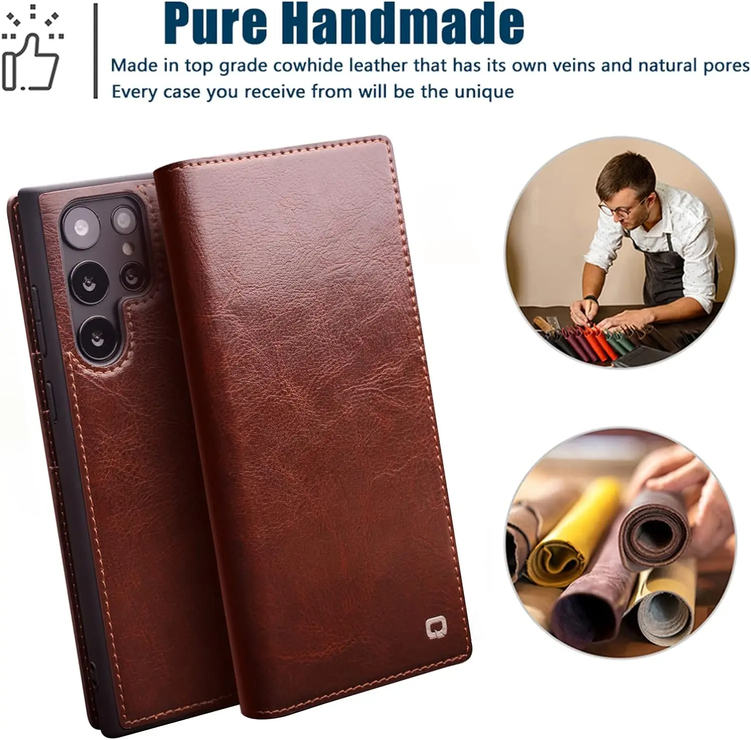 Leather Wallet Case for Samsung Galaxy S24 Ultra/S24 Plus/S24 Business Luxury Elegant Classic Flip Folio Book Shockproof